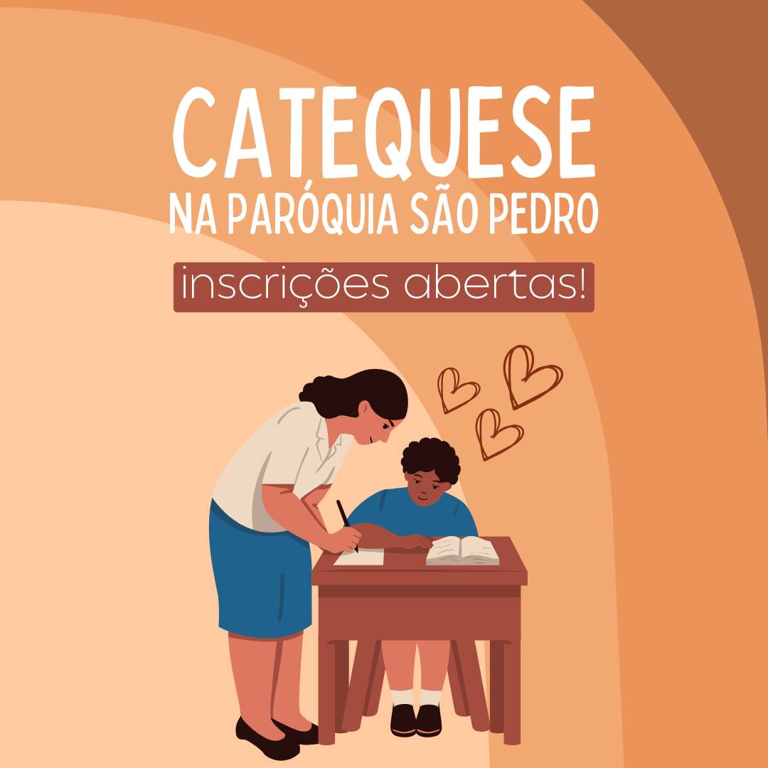 Estão abertas as inscrições para Catequese na Paróquia São Pedro. 💛
Podem se inscrever crianças que já tenham 9 anos completos ou que completem até o mês de junho.
As inscrições devem ser realizadas diretamente com a catequista Bernadete, pelo telefone/WhatsApp: (55) 9 9249-9113.
Participe e incentive as crianças a caminharem com Jesus, crescendo na fé e na vivência da Palavra de Deus! 🙏📖✨